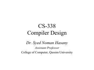 CS-338 Compiler Design