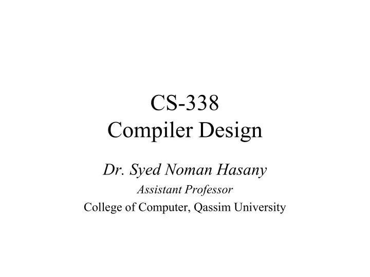 cs 338 compiler design