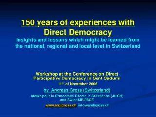 Workshop at the Conference on Direct Participative Democracy in Sent Sadurni