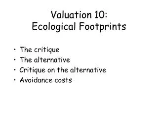 Valuation 10: Ecological Footprints