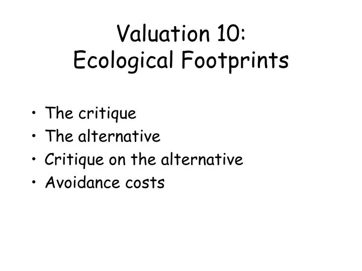 valuation 10 ecological footprints