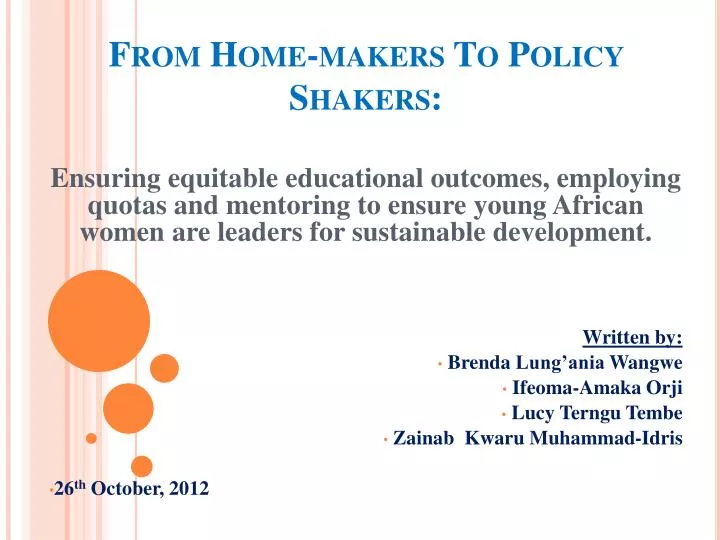 from home makers to policy shakers
