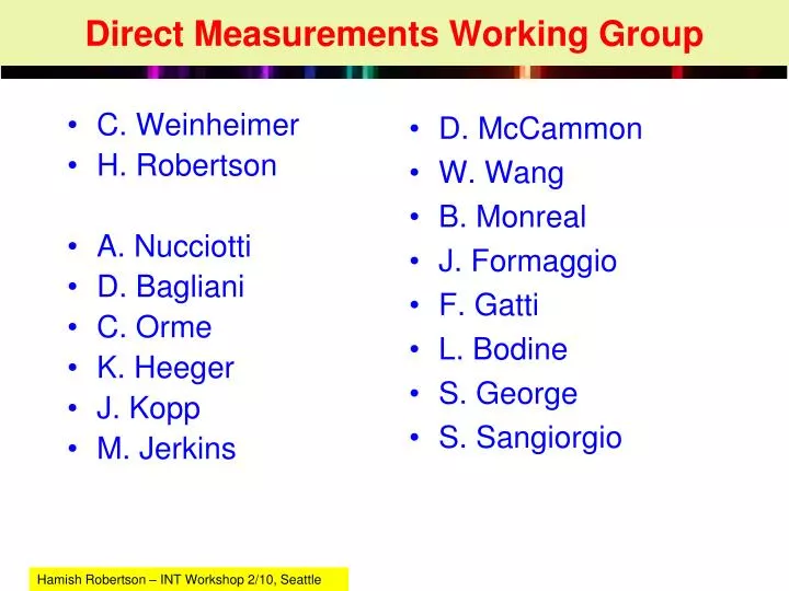 direct measurements working group