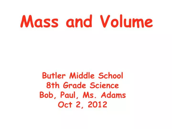 mass and volume