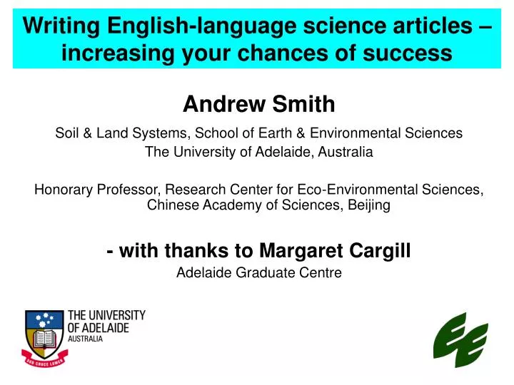 writing english language science articles increasing your chances of success
