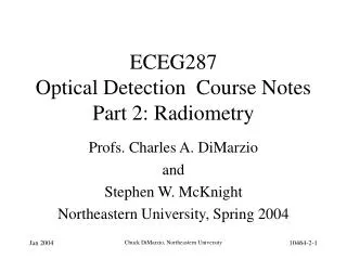 ECEG287 Optical Detection Course Notes Part 2: Radiometry