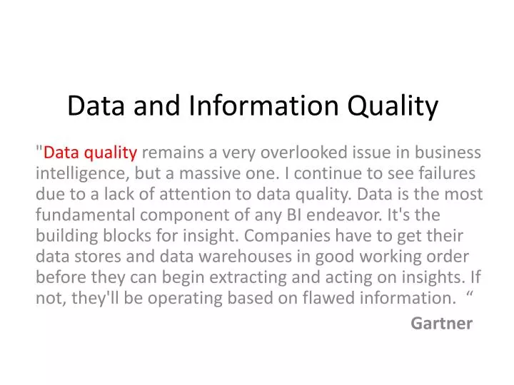 data and information quality