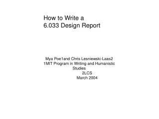 How to Write a 6.033 Design Report