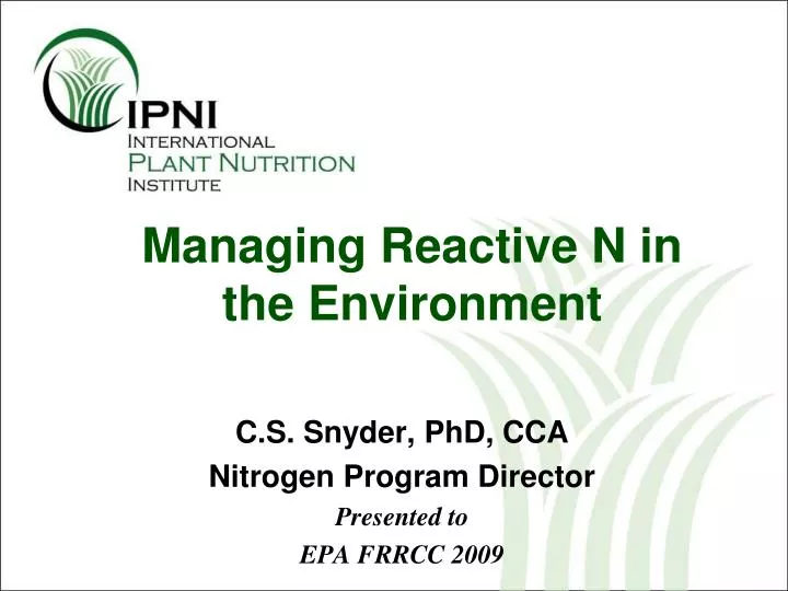 managing reactive n in the environment