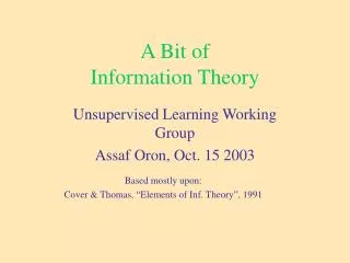 A Bit of Information Theory