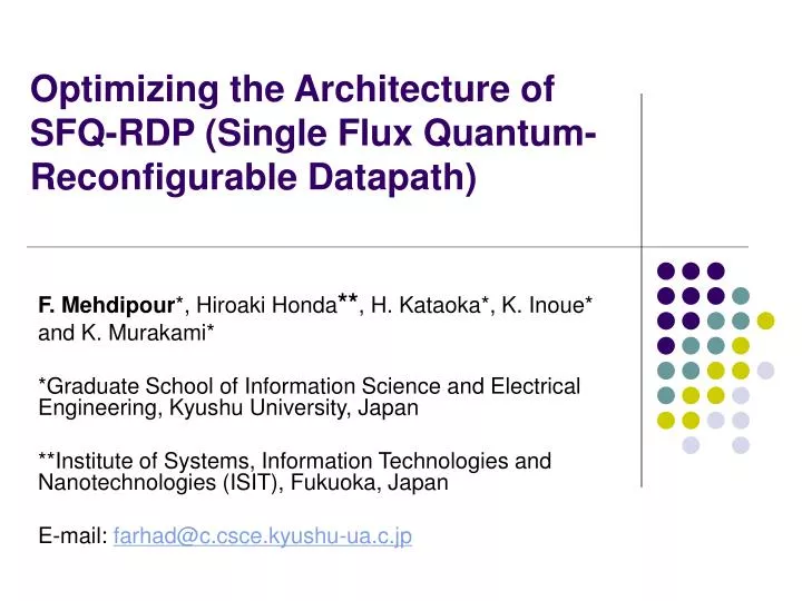 optimizing the architecture of sfq rdp single flux quantum reconfigurable datapath