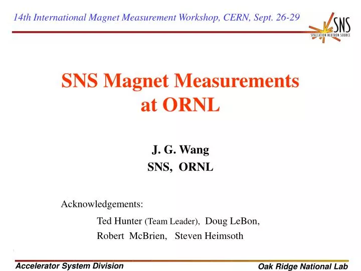 sns magnet measurements at ornl