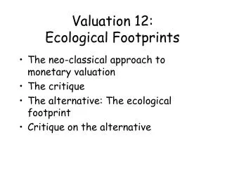 Valuation 12: Ecological Footprints