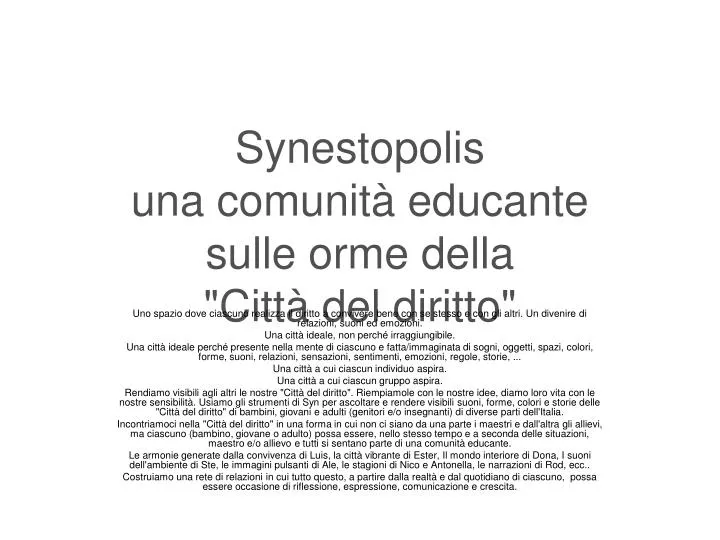 synestopolis una comunit educante sulle orme della citt del diritto