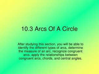 10.3 Arcs Of A Circle