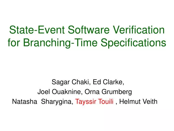 state event software verification for branching time specifications
