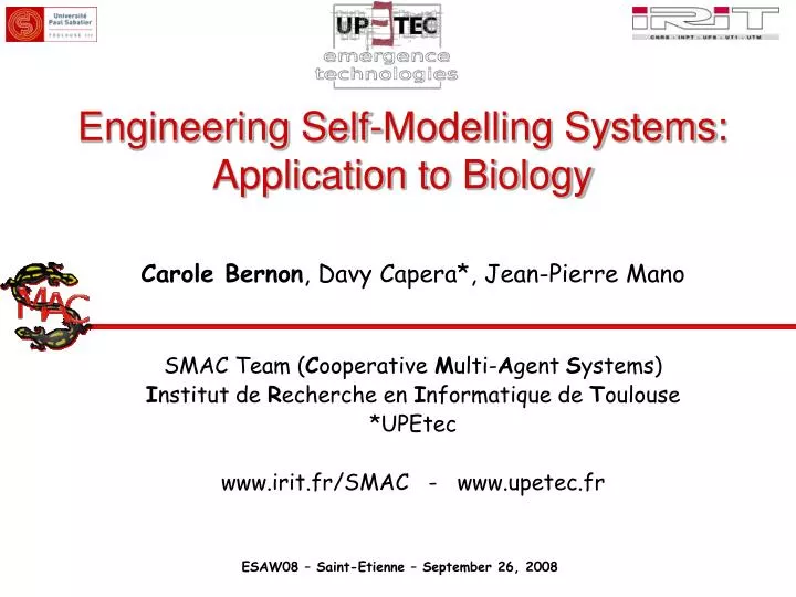 engineering self modelling systems application to biology