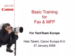 Basic Training for Fax &amp; MFP