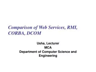 Comparison of Web Services, RMI, CORBA, DCOM