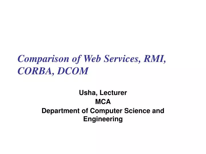 comparison of web services rmi corba dcom