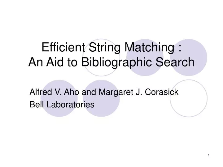 efficient string matching an aid to bibliographic search