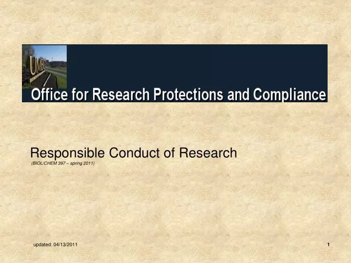 responsible conduct of research biol chem 397 spring 2011