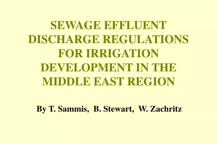 sewage effluent discharge regulations for irrigation development in the middle east region