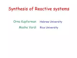 Synthesis of Reactive systems