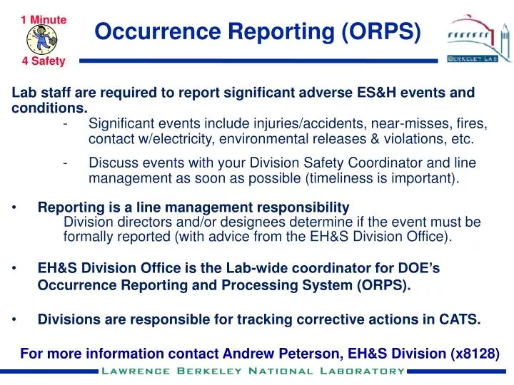 occurrence reporting orps