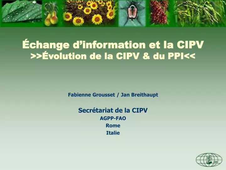 change d information et la cipv volution de la cipv du ppi