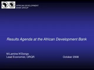 Results Agenda at the African Development Bank