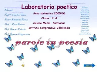 Laboratorio poetico Anno scolastico 2005/06 Classe 2 a A Scuola Media Castiadas