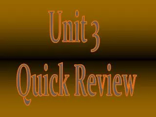 Unit 3 Quick Review