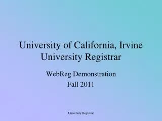 University of California, Irvine University Registrar