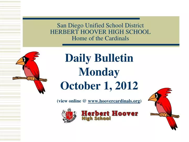 san diego unified school district herbert hoover high school home of the cardinals