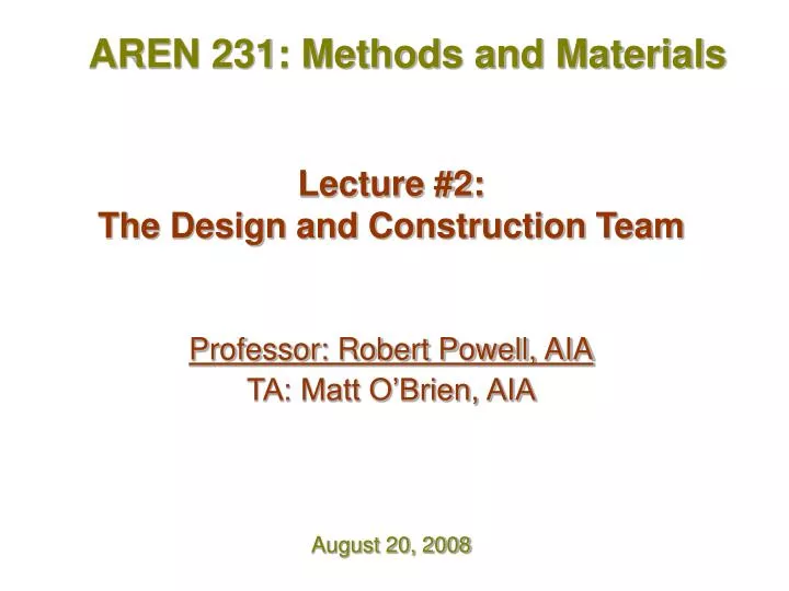 lecture 2 the design and construction team