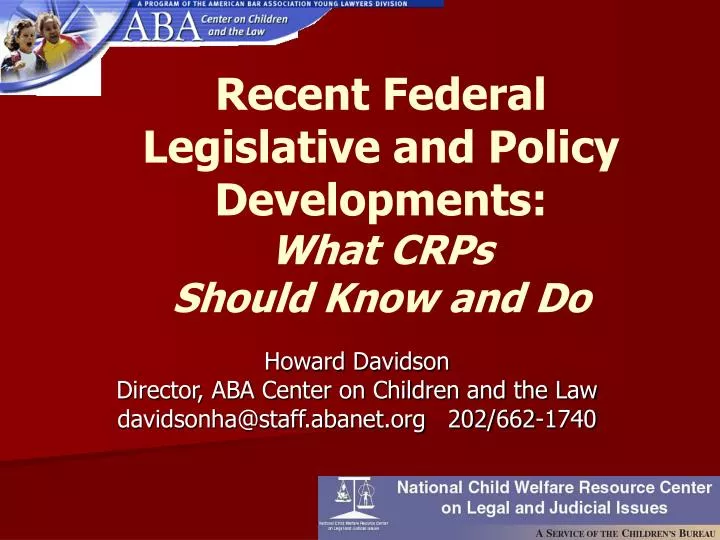 recent federal legislative and policy developments what crps should know and do
