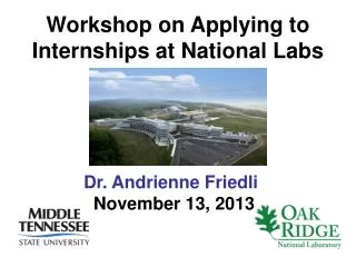 Workshop on Applying to Internships at National Labs
