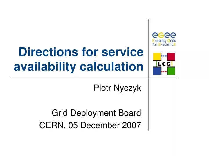 directions for service availability calculation