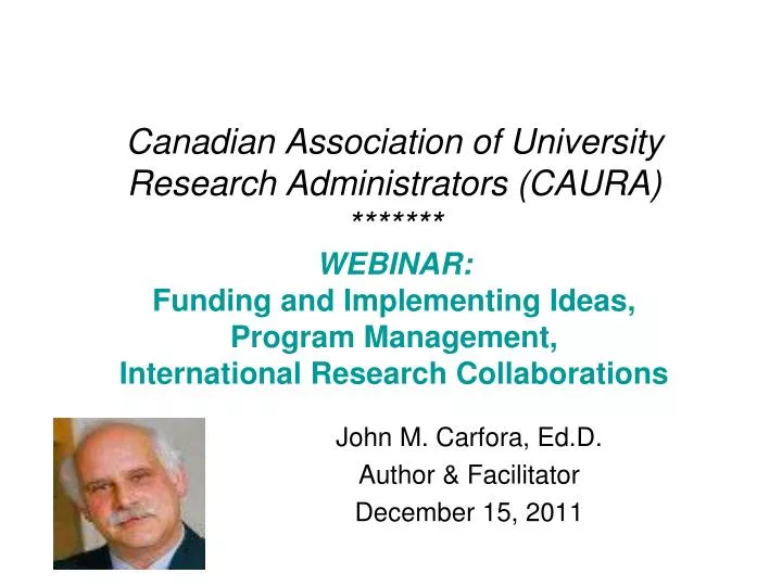 john m carfora ed d author facilitator december 15 2011