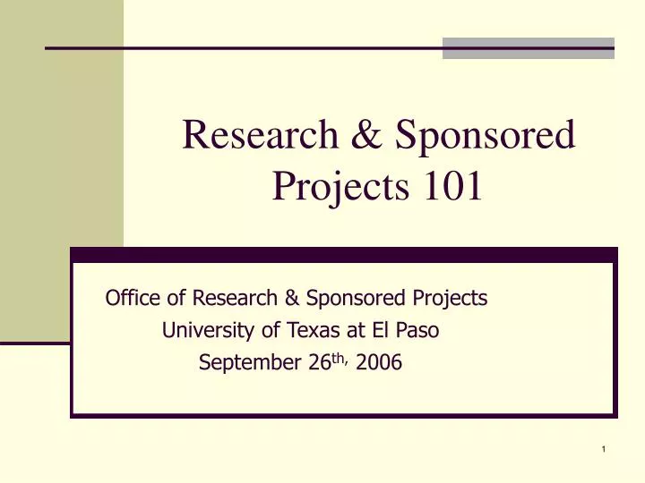 research sponsored projects 101