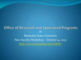Office of Research and Sponsored Programs
