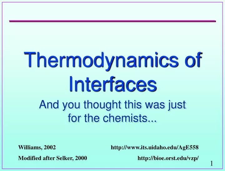 thermodynamics of interfaces