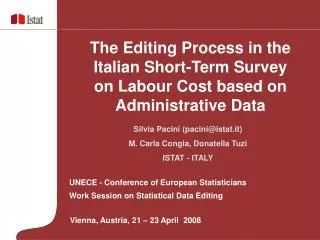 UNECE - Conference of European Statisticians Work Session on Statistical Data Editing
