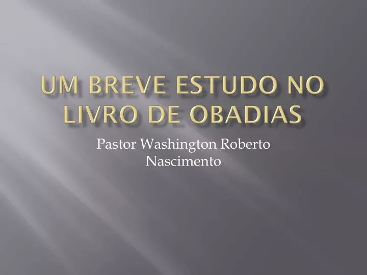 um breve estudo no livro de obadias