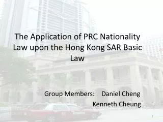 The Application of PRC Nationality Law upon the Hong Kong SAR Basic Law