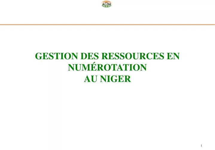 gestion des ressources en num rotation au niger