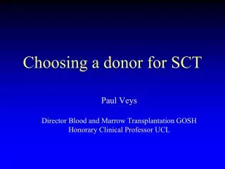 Choosing a donor for SCT