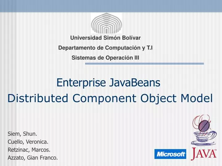 enterprise javabeans distributed component object model