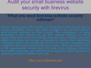 Audit your small business website security with firevirus